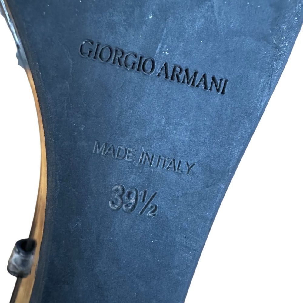 Giorgio Armani Snakeskin Patent Platform Slingback Wedge Sandals Size 39.5 9 - Picture 8 of 12